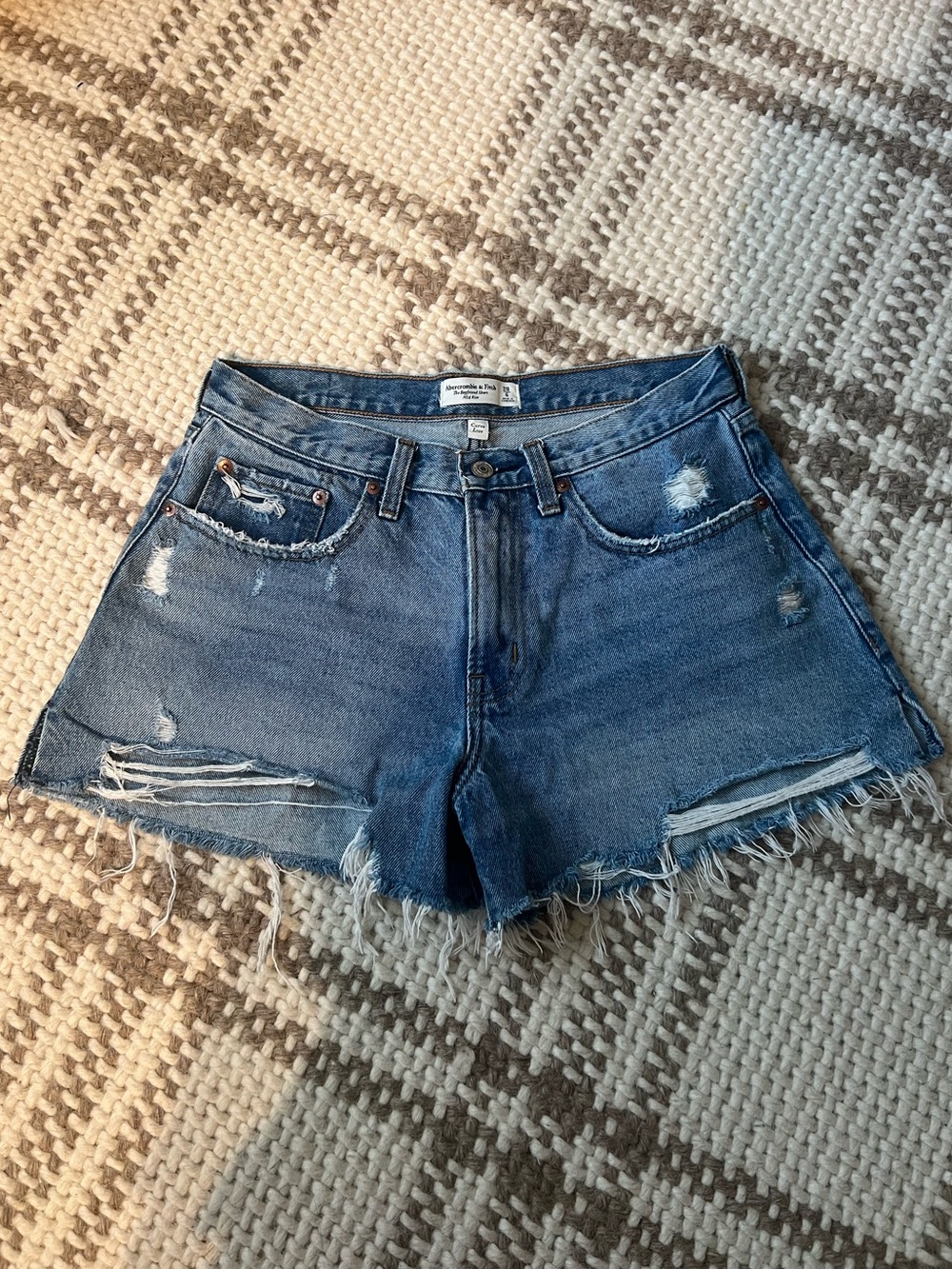 Abercrombie & Fitch Distressed Blue Denim Jean Shorts